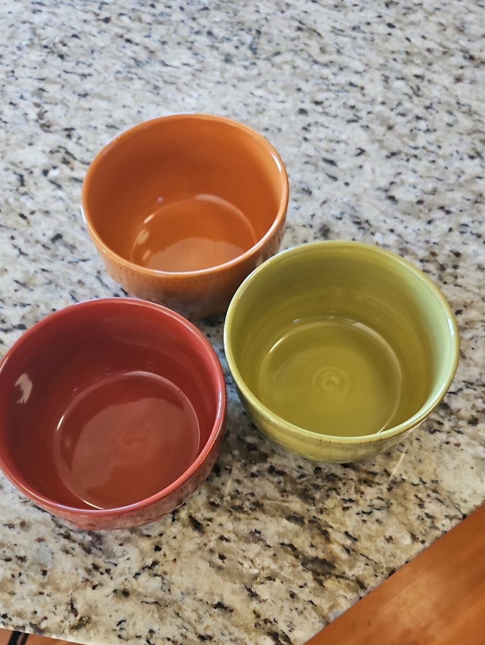 Glazed Mini Bowls in Red, Orange, and Green